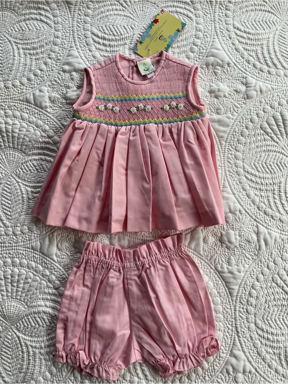 Pink Smocked Two-Piece Set